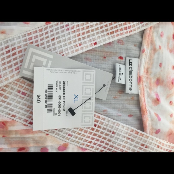 Liz Claiborne cotton peach print tunic - Picture 8 of 8